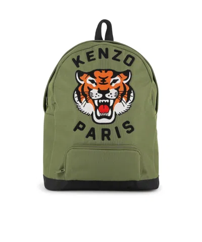 Kenzo Kids Embroidered Backpack In Green
