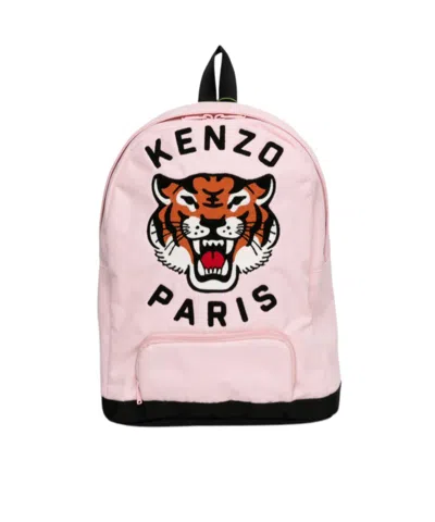 Kenzo Kids Embroidered Backpack In Pink