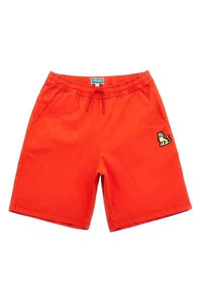 Kenzo Kids Embroidered Bermuda Shorts In Orange