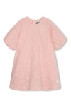 Kenzo Floral-embroidered Cotton Dress In Veiled Pink
