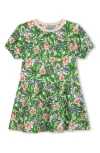 Kenzo Floral-print Cotton Dress In 66f-mint Green