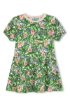 Kenzo Floral-print Cotton Dress In Mint Green