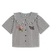 Kenzo Logo-embroidered Gingham Shirt In Grey
