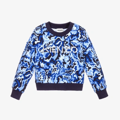 Kenzo Babies'  Kids Girls Blue Camo Sweatshirt