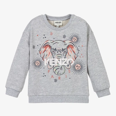 Kenzo Babies'  Kids Girls Grey Elephant Sweatshirt