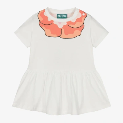 Kenzo Babies'  Kids Girls Ivory Cotton Jersey Dress