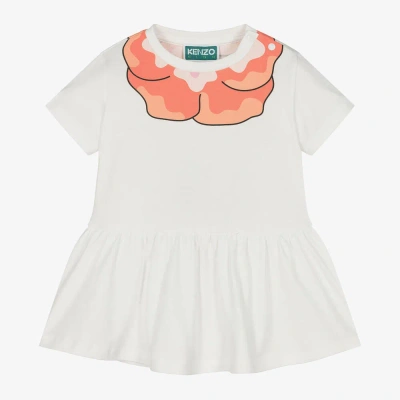 Kenzo Babies' Graphic-print Flared Minidress In White