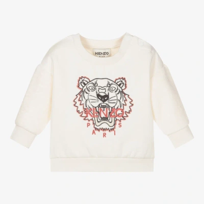 Kenzo Babies'  Kids Girls Ivory Tiger Sweatshirt