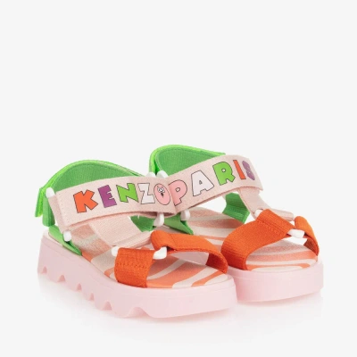 Kenzo Kids Girls Pink Colourblock Velcro Sandals