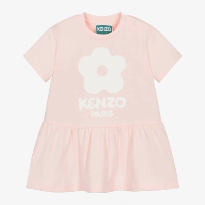 Kenzo Babies'  Kids Girls Pink Cotton Jersey Dress