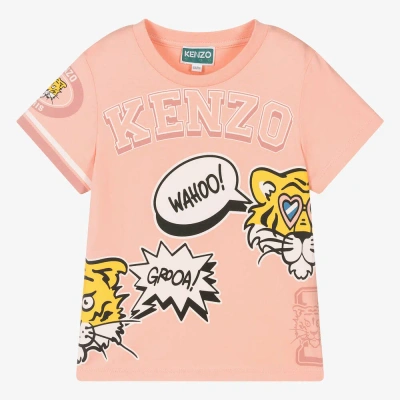 Kenzo Kids Girls Pink Tiger Cotton T-shirt