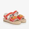 KENZO KENZO KIDS GIRLS RED EMBROIDERED CANVAS SANDALS