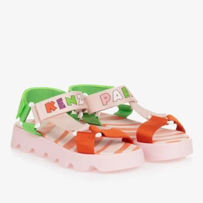 Kenzo Kids Girls Teen Pink Colourblock Velcro Sandals