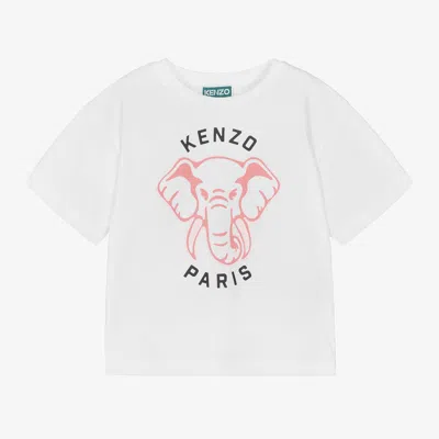 Kenzo Kids' Elephant Varsity Jungle T-shirt In White