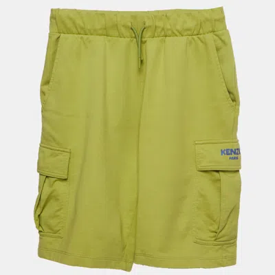 Pre-owned Kenzo Kids Green Logo Graphic Jersey Cargo Shorts 12 Yrs