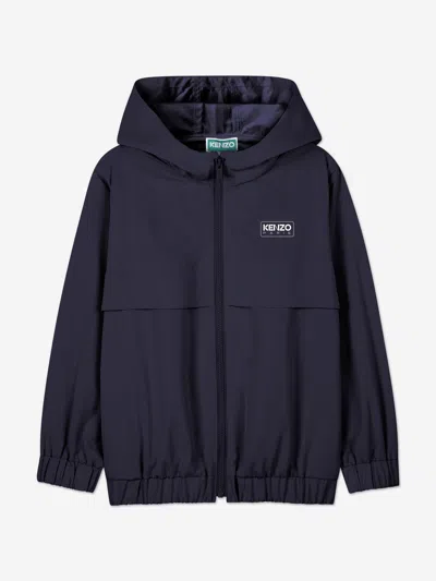 Kenzo Kids Hooded Windbreaker In Black