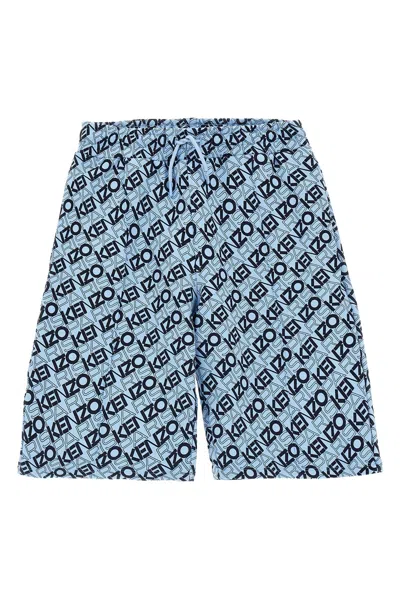 Kenzo Kids Logo Bermuda Shorts In Blue