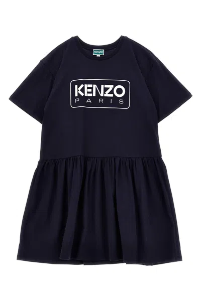 Kenzo Kids Logo Dress In Blue
