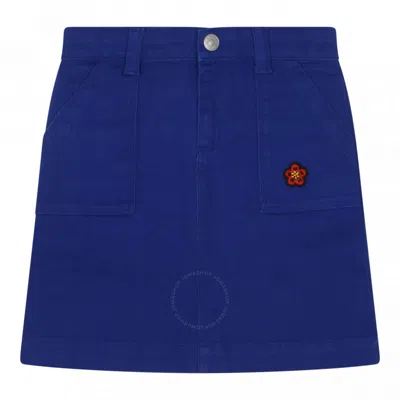 Kenzo Kids Logo-patch Denim Skirt In Blue