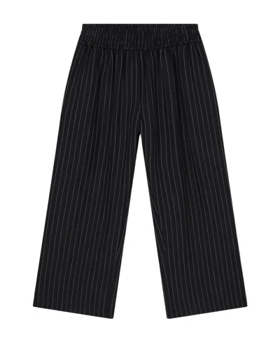Kenzo Kids Logo Patch Pinstriped Trousers In Black