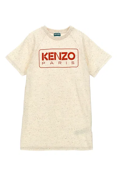 Kenzo Kids Logo Print Dress In Neutral