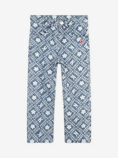 Kenzo Kids Logo Print Jeans In Blue