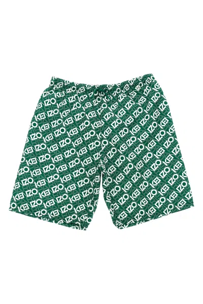 Kenzo Kids Logo Swimsuit In Green