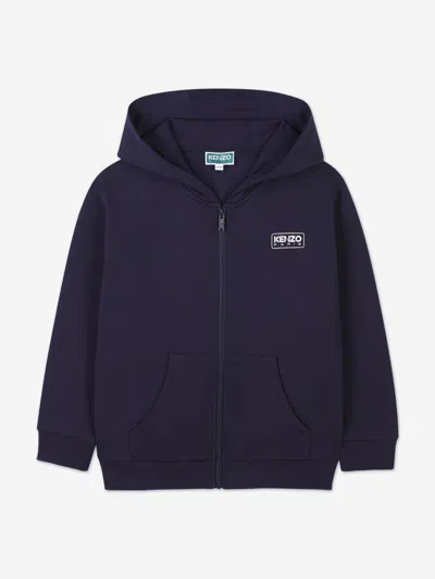 Kenzo Kids Logo Zip Up Top In Blue