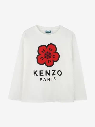 Kenzo Kids Long Sleeve Boke Flower T-shirt In White
