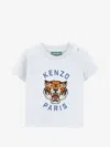 Kenzo Kids Mini Boy Tiger Logo Snap-front Cotton Crewneck T-shirt In Blue