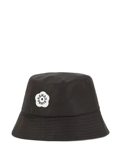 Kenzo Kids Mini Signature Flower Motif Hat For Boys In Black