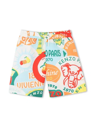 Kenzo Kids Mini Swim Shorts With Aesthetic Drawstring In Multicolour