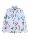 Kenzo Logo-print Cotton Shirt In Clear Blue
