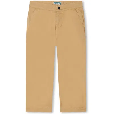 Kenzo Kids' Stretch Twill Straight Leg Pants In 21d-sand