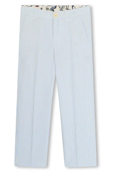 Kenzo Kids' Cotton Blend Seersucker Pants In Light Blue