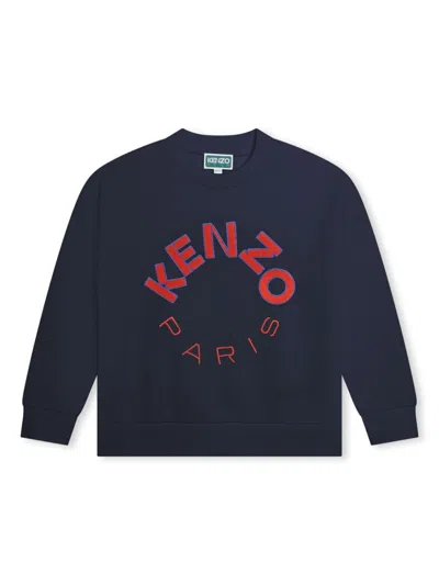 Kenzo Kids' Logo-embroidered Cotton Sweatshirt In Blue