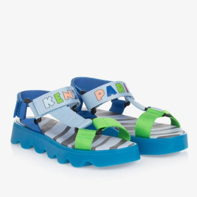 Kenzo Kids Teen Blue Colourblock Velcro Sandals
