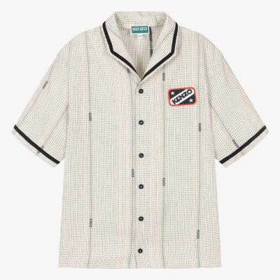 Kenzo Kids Teen Boys Ivory Stripe Cotton Shirt