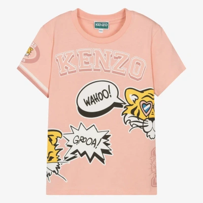 Kenzo Kids Teen Girls Pink Tiger Cotton T-shirt