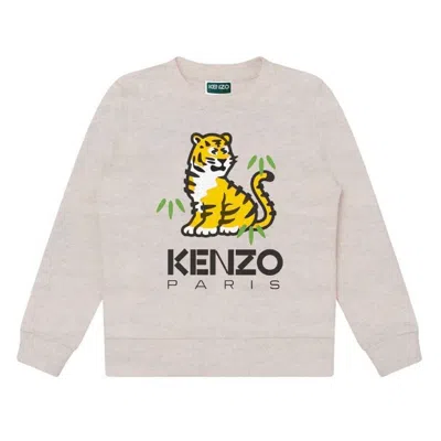 Kenzo Kids Tiger Print Cotton Sweatshirt In Gray