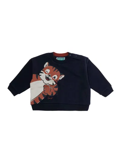 Kenzo Kids Unisex Baby Cotton Sweatshirt With Front Logo Applique In Black