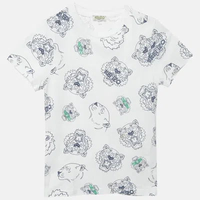 Pre-owned Kenzo Kids White Multi-icon Print Cotton T-shirt 8 Yrs