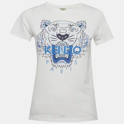 Pre-owned Kenzo Kids White Tiger Print Jersey T-shirt 12yrs