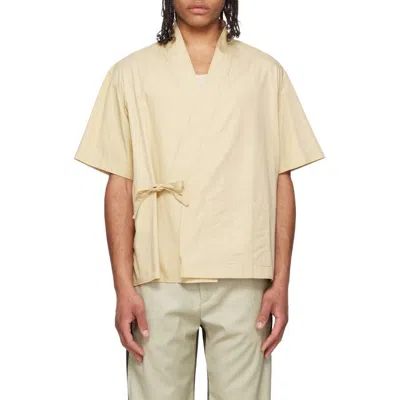 Kenzo Kimono Cotton Ripstop Shirt In Neutral
