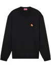 Kenzo Black Sweatshirt In Light Fllece With Broke Flower Embroidery To The Chest  Man