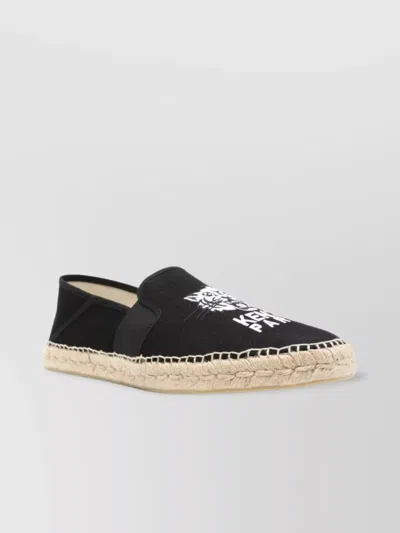 Kenzo Knit Logo Embroidered Espadrilles In Black