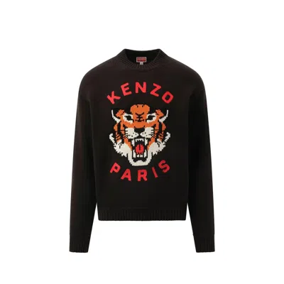 Kenzo Knit Lucky Tiger Sweater In Black