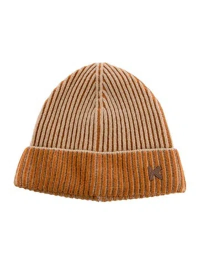 Pre-owned Kenzo Knit Printed Beanie In Orange