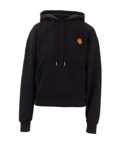 Kenzo Knitted Cotton Hoodie In Black