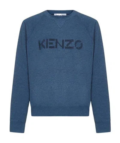 Kenzo Knitted Logo Jumper In Blue